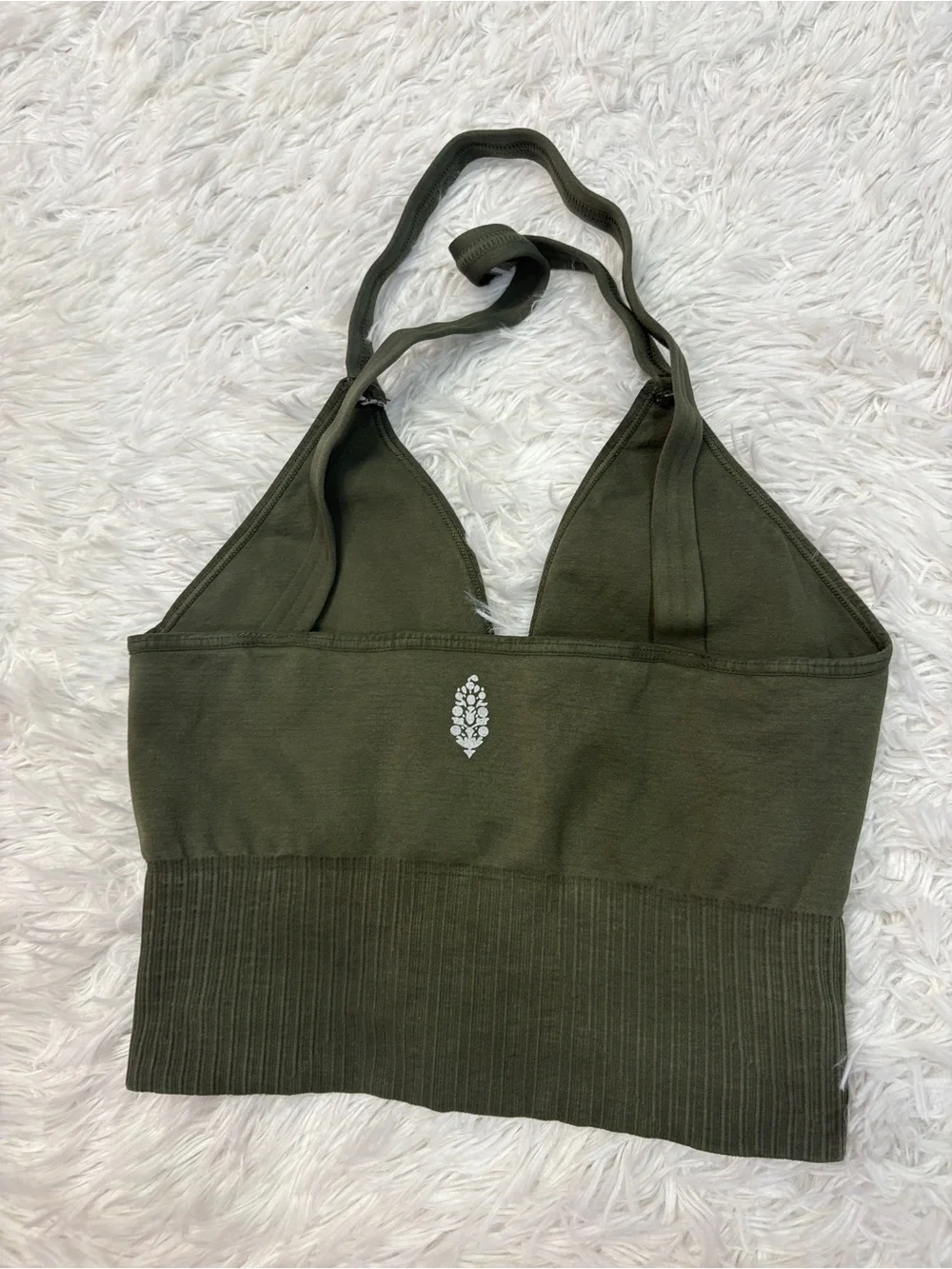 Free People Movement Good Karma Crop Sport Tank Top Khaki Green